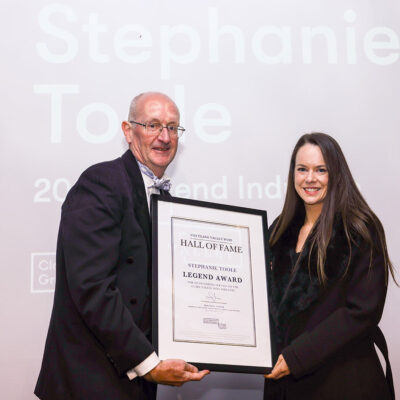 Georgie Grosset accepting Stephanie Tooles award