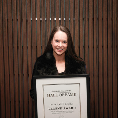 Georgie Grosset, accepting Legend Award on behalf of her mother, Stephanie Toole (Mount Horrocks Wines)