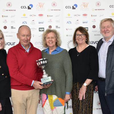 Jim Barry Trophy for Best Wine of Show won by Penna Lane Wines 2022 Watervale Riesling - Annie Clemenger, Endeavour Group, Peter and Julianne Treloar, Penna Lane Wines, Kathy Gertau, Endeavour Group, and Martin Ferguson, Clare Valley Wine and Grape Associ